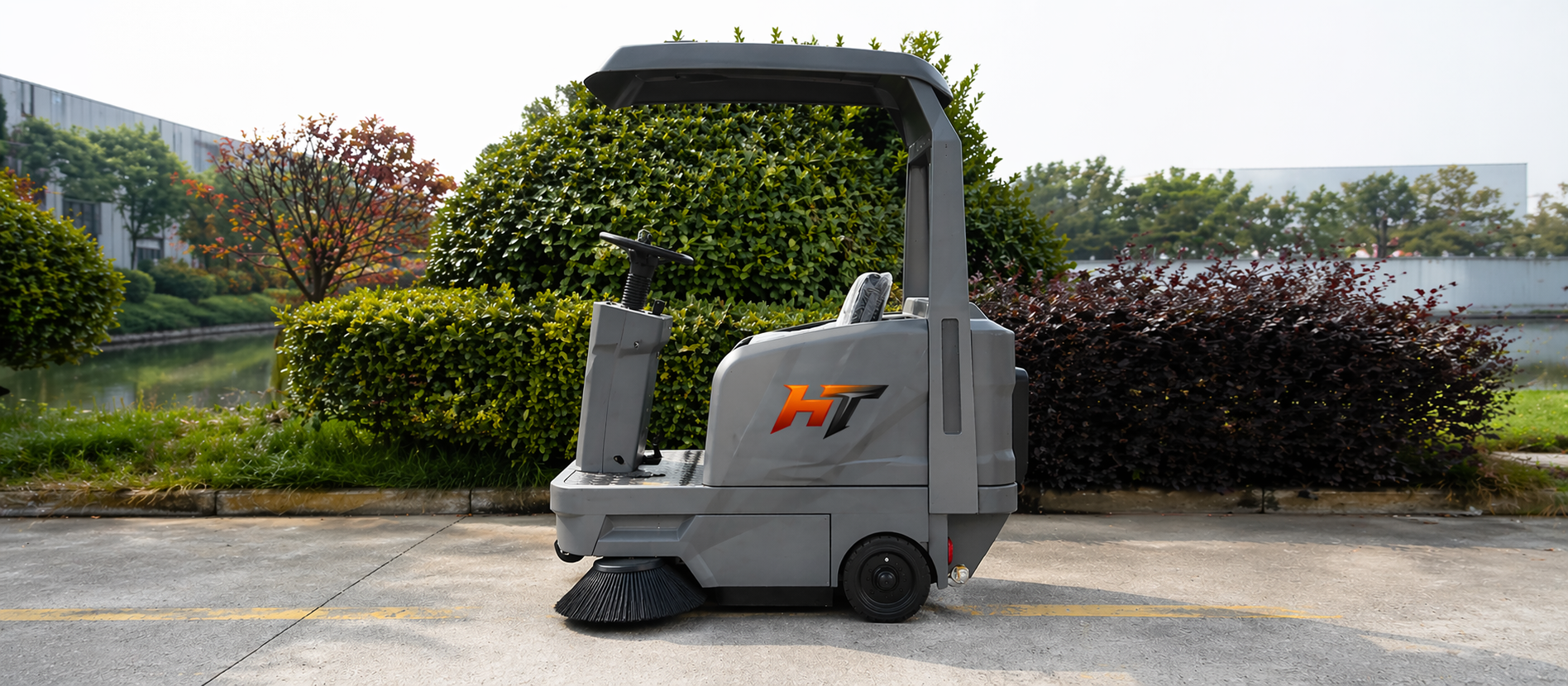 Compact Ride-On Road Sweeper